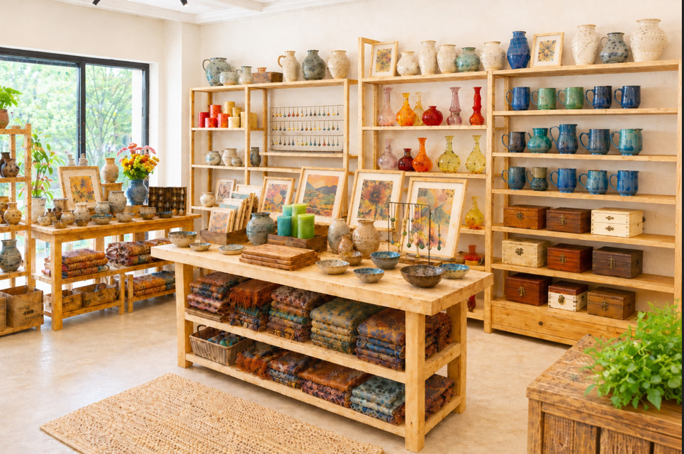 Maker Hive market products on display in shop